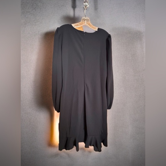 NWT WOMEN’S LANTERN LONG SLEEVE TULIP HEM RUCHED SIDE DRESS SIZE XL BLACK - Picture 2 of 9